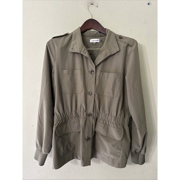 Calvin Klein Jackets & Blazers - Calvin Klein Utility Jacket Shirt Blouse Medium Green Elastic Waistband